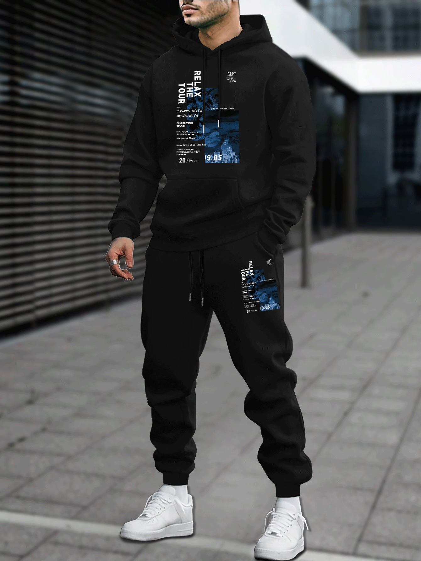 Outdoor Sport Hoodie - Męski Zestaw Jesienno-Zimowy: Bluza z Kapturem